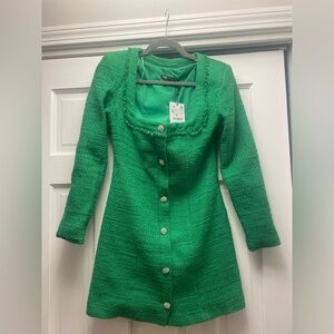 Zara Green Tweed Long sleeve dress NEVER WORN